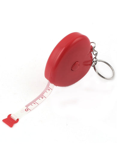 Harfington 60" 1.5M Red Plastic Heart Shaped Shell Press Button Keychain Retractable Dual Measuring Tape Ruler