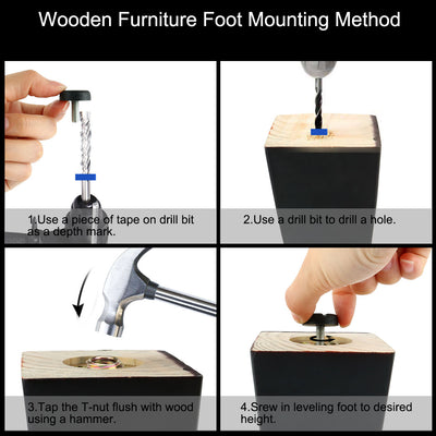 Harfington 12pcs M6 x 20mm Male Thread Anti-slip Adjustable Screw On Furniture Levelling Foot Glide Mounts Protector