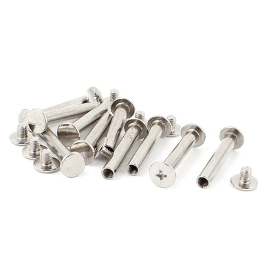 Harfington 10pcs 5mmx30mm Nickel Plated Binding Chicago Screw Post for Album Scrapbook