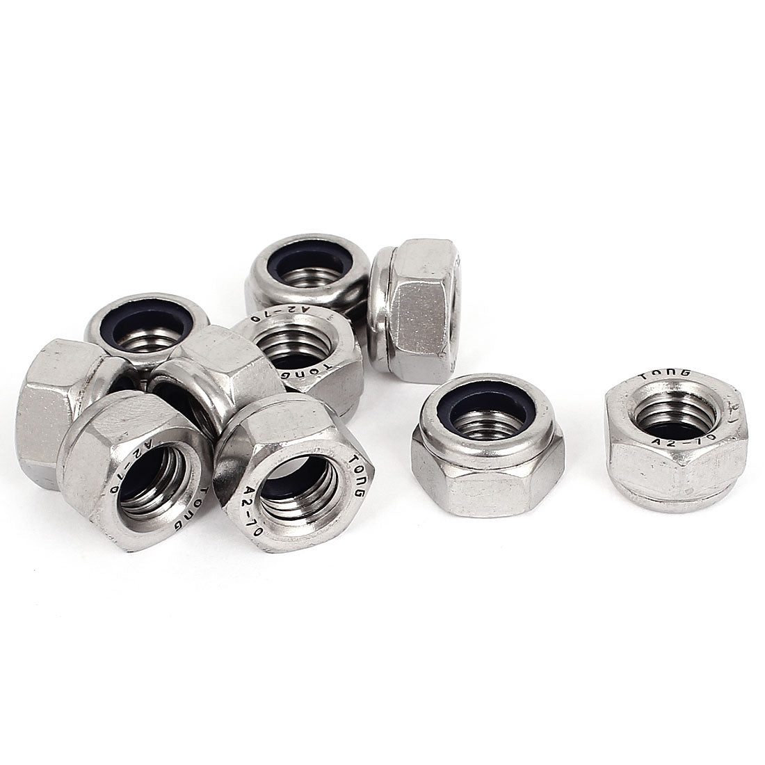 Harfington M12 x 1.75mm 304 Stainless Steel Nylock Nylon Insert Hex Lock Nuts 10pcs