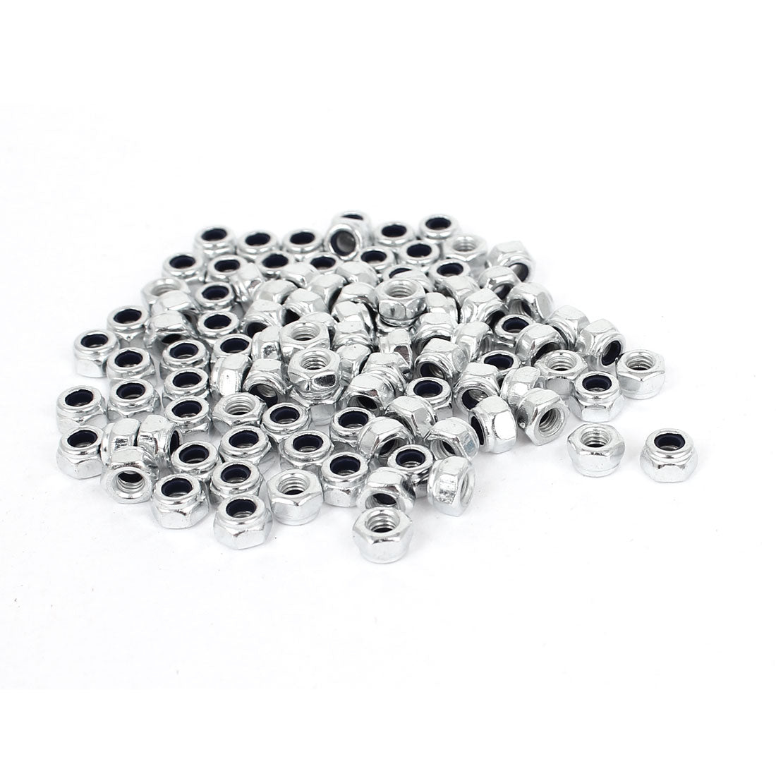 Harfington M3 x 0.5mm Zinc Plated Nylock Self-Locking Nylon Insert Hex Lock Nuts 100pcs