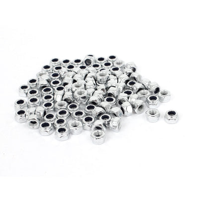 Harfington M3 x 0.5mm Zinc Plated Nylock Self-Locking Nylon Insert Hex Lock Nuts 100pcs