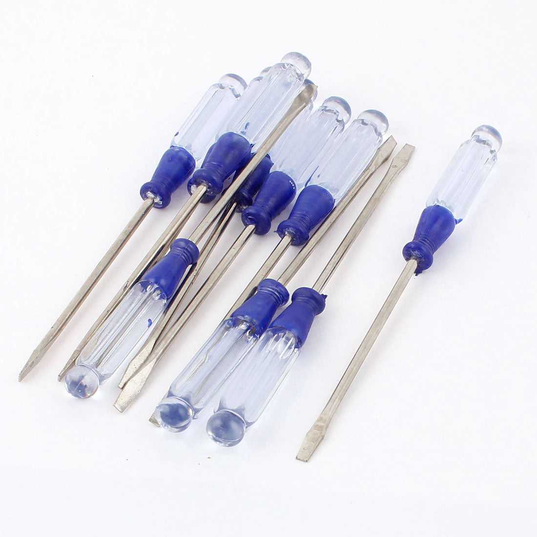 Harfington Blue Plastic Grip 3 x 75mm Flathead Slotted Screwdrivers Hardware Tool 10pcs