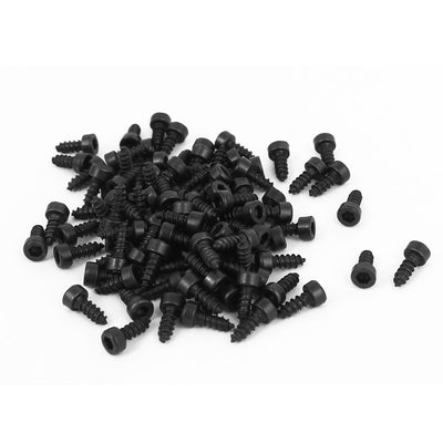 Harfington 3mm x 8mm Carbon Steel Hex Head Self Tapping Screws Bolt Black 100 Pcs