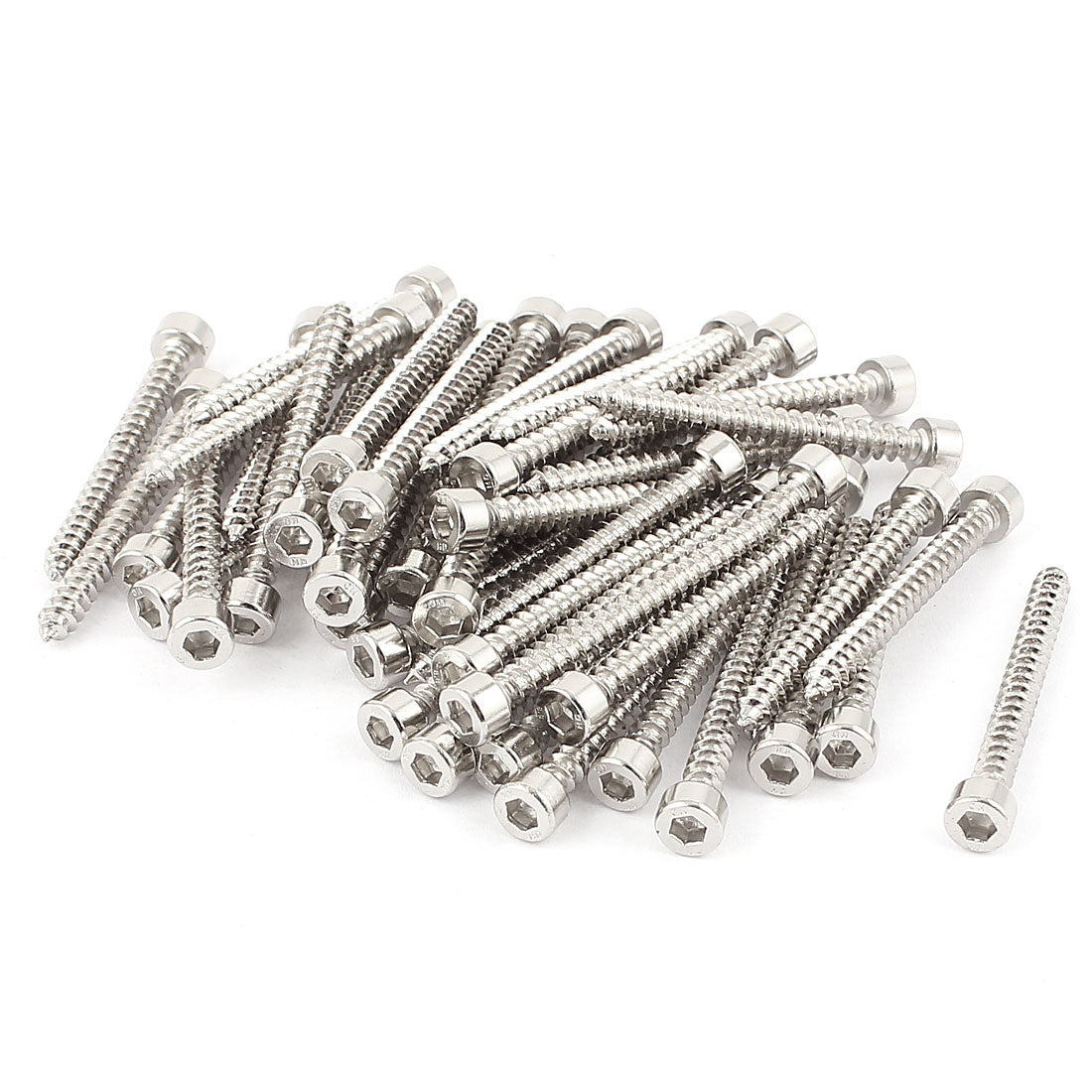 Harfington 4mm x 40mm Threaded Nickel Plated Hex Head Self Tapping Screws 50 Pcs
