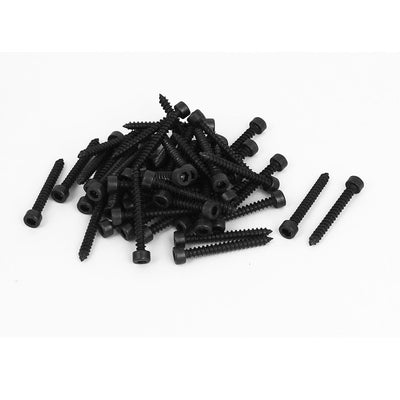 Harfington 3.5mm x 30mm Threaded Carbon Steel Hex Head Self Tapping Screws Black 50 Pcs