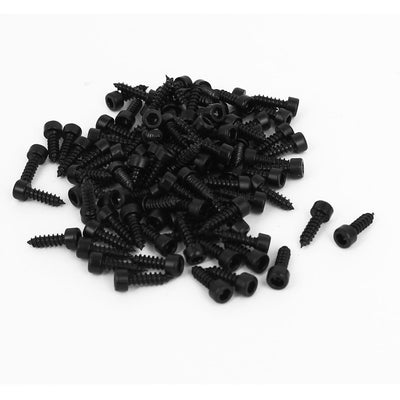 Harfington 3mm x 10mm Thread Carbon Steel Hexagon Head Self Tapping Screws Black 100 Pcs
