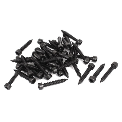 Harfington 5mm x 30mm Threaded Carbon Steel Hexagon Head Self Tapping Screws 50 Pcs