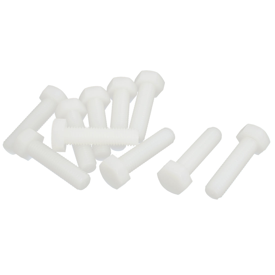 Harfington M10 x 40mm Full Thread Nylon Metric Hexagon Head Cap Screw Bolt 10 Pcs