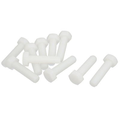 Harfington M10 x 40mm Full Thread Nylon Metric Hexagon Head Cap Screw Bolt 10 Pcs