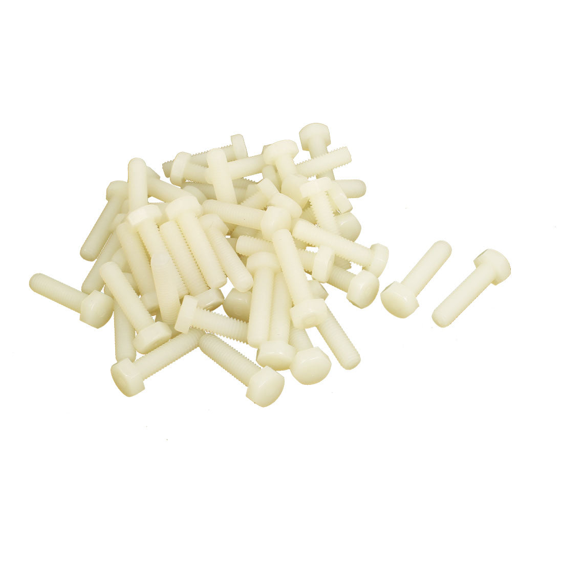 Harfington M6 x 25mm Male Thread Nylon Metric Hexagon Head Cap Screw Bolt 50 Pcs