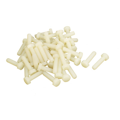 Harfington M6 x 25mm Male Thread Nylon Metric Hexagon Head Cap Screw Bolt 50 Pcs