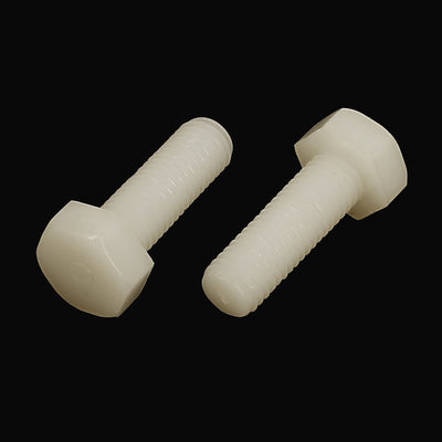 Harfington M8 x 25mm Full Thread Nylon Metric Hex Head Cap Screw Bolt 20 Pcs