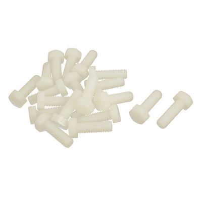 Harfington M8 x 25mm Full Thread Nylon Metric Hex Head Cap Screw Bolt 20 Pcs
