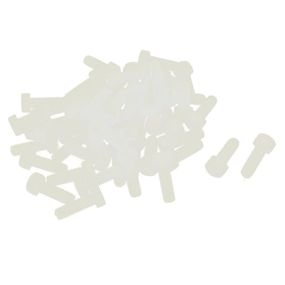 Harfington M5 x 15mm Full Thread 0.8mm Pitch Nylon Metric Hex Head Cap Screw Bolt 50 Pcs