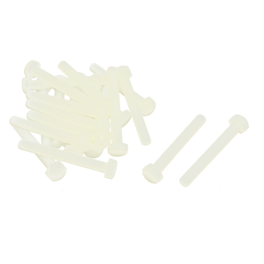 Harfington M6 x 50mm Full Thread 1mm Pitch Nylon Metric Hex Head Cap Screw Bolt 20 Pcs