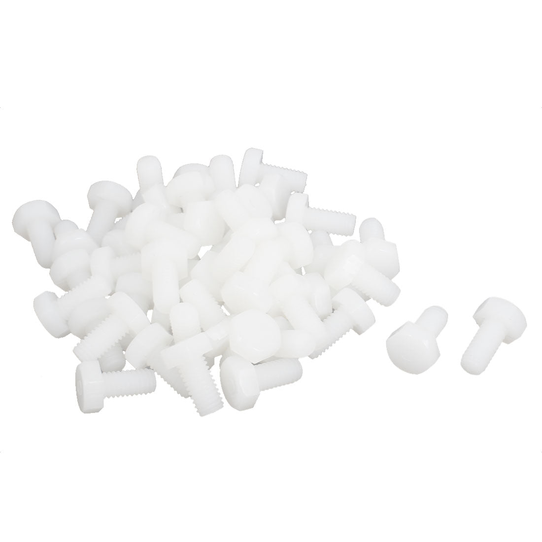 Harfington M6 x 12mm Full Thread 1mm Pitch Nylon Metric Hex Head Cap Screw Bolt 50 Pcs