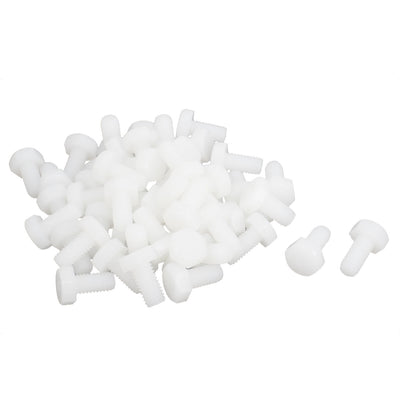 Harfington M6 x 12mm Full Thread 1mm Pitch Nylon Metric Hex Head Cap Screw Bolt 50 Pcs