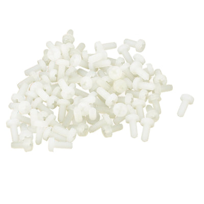 Harfington M2.5 x 6mm Nylon Phillips Cross Pan Head Machine Screws White 50 PCS