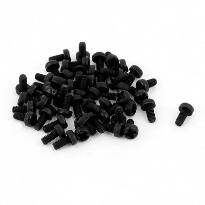 Harfington M2 x 4mm Nylon Phillips Cross Pan Head Machine Screws Black 50 PCS