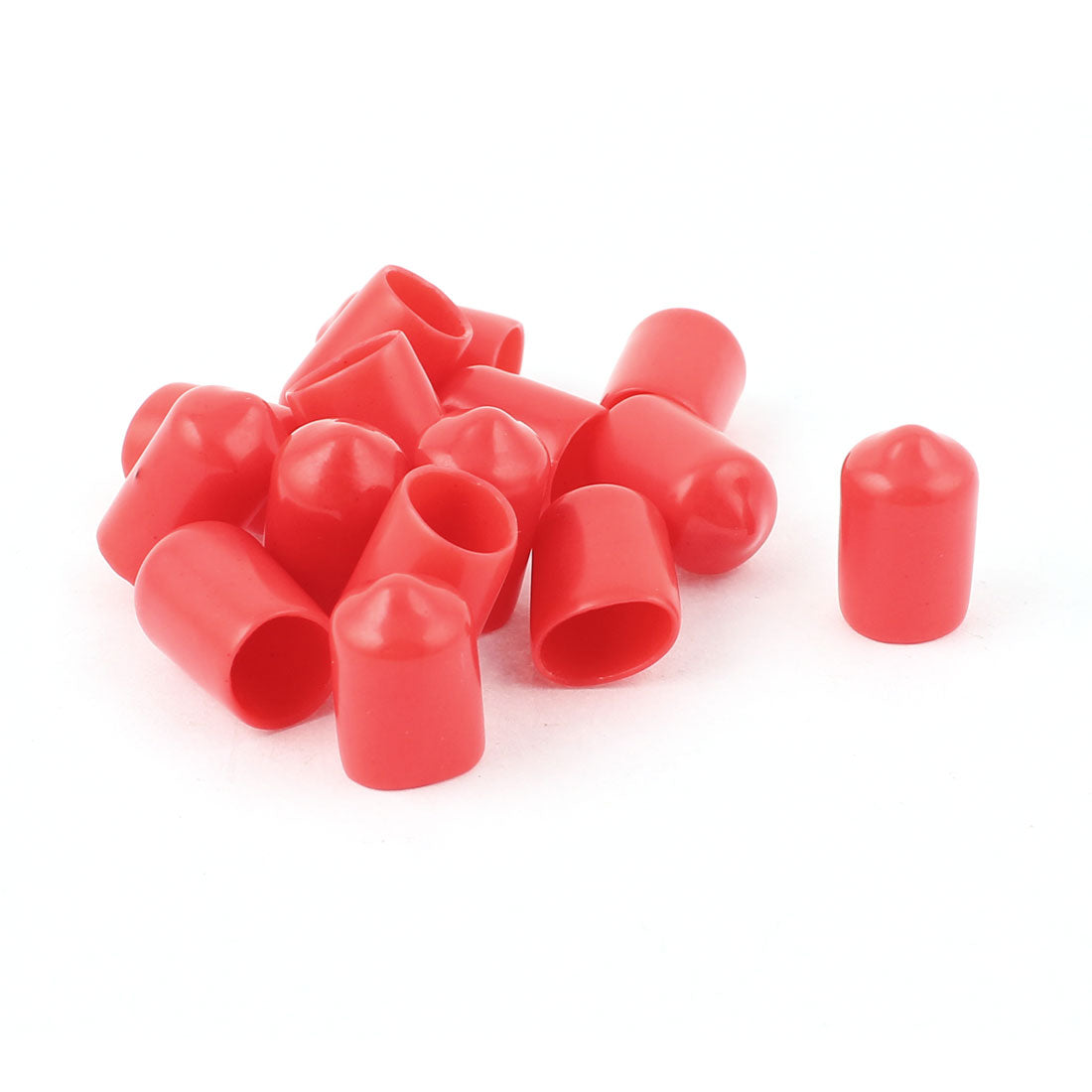 Harfington 15 Pcs 18mm Height 9mm Inner Dia Round Tip Red PVC Insulated End Caps