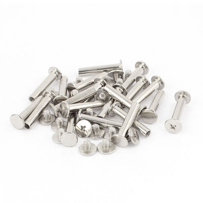 Harfington 20Pcs M5x25mm Nickel Plated Binding Screw Post for Scrapbook Photo Albums