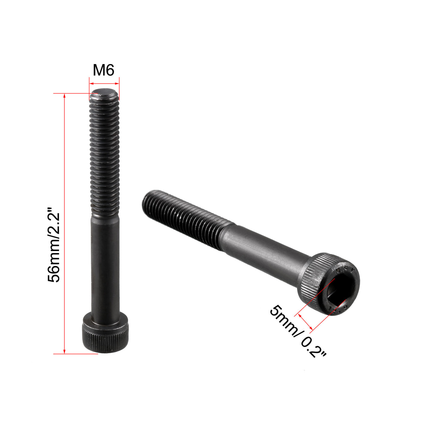 Harfington M6x50mm 12.9 Alloy Steel Screw Cap Point Hex Socket Screws Bolts Black 10Pcs