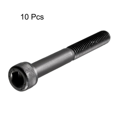 Harfington M6x50mm 12.9 Alloy Steel Screw Cap Point Hex Socket Screws Bolts Black 10Pcs