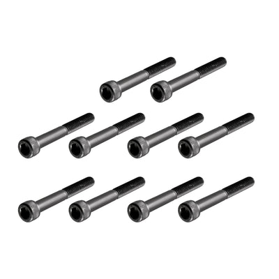 Harfington M6x50mm 12.9 Alloy Steel Screw Cap Point Hex Socket Screws Bolts Black 10Pcs