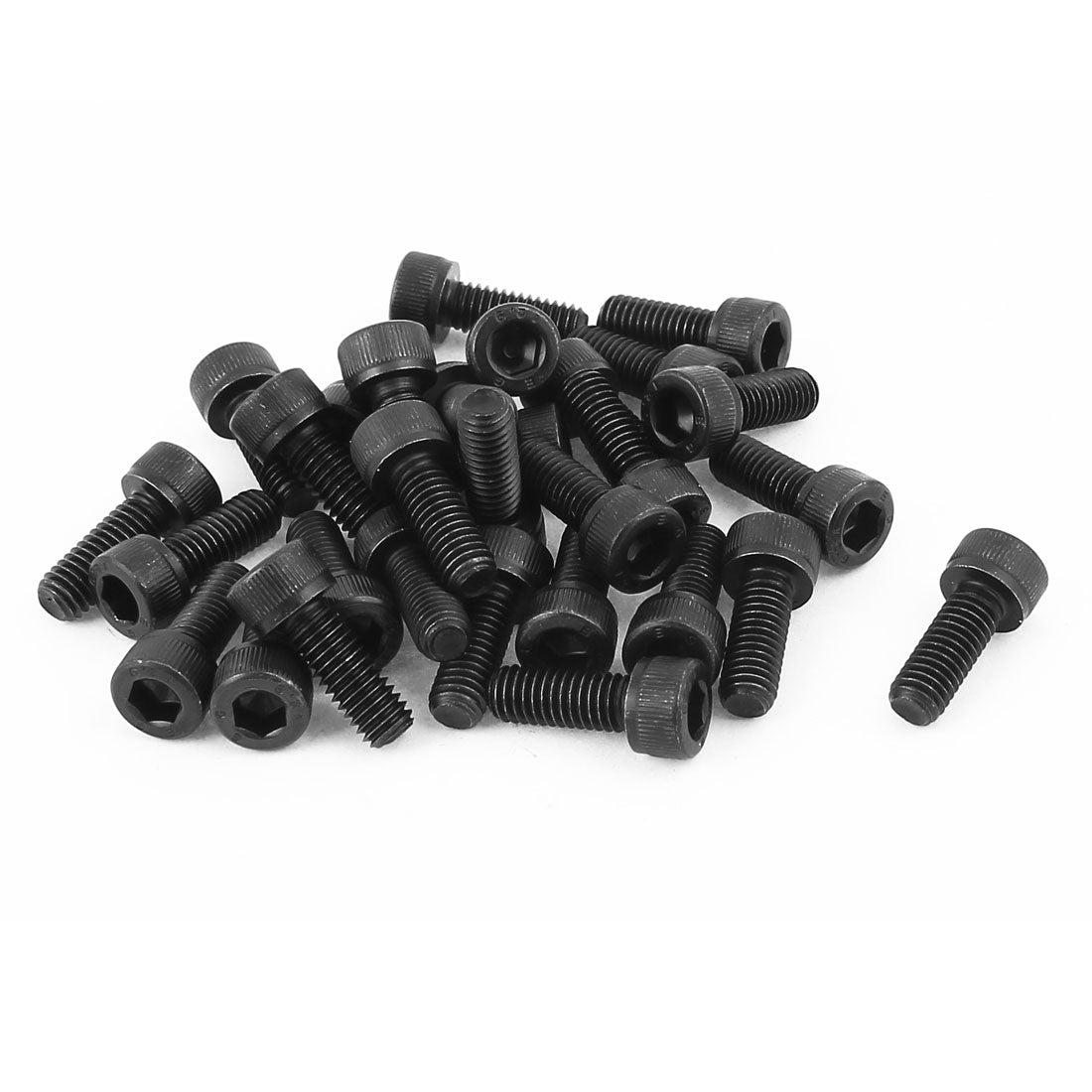 Harfington M6x16mm 12.9 Alloy Steel Screw Cap Point Hex Socket Screws Bolts Black 30Pcs