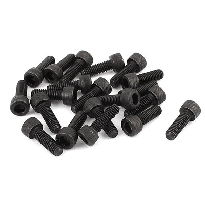 Harfington M6x18mm 12.9 Alloy Steel Screw Cap Point Hex Socket Screws Bolts Black 20Pcs