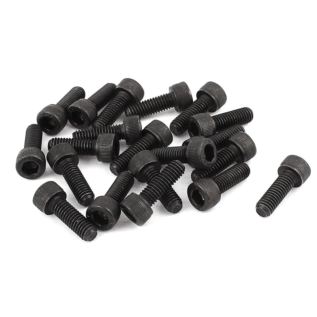 Harfington M6x18mm 12.9 Alloy Steel Screw Cap Point Hex Socket Screws Bolts Black 20Pcs
