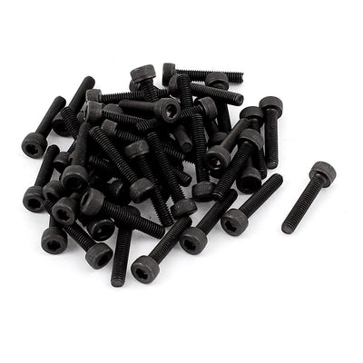Harfington M3x16mm 12.9 Alloy Steel Screw Cap Point Hex Socket Screws Bolts Black 50Pcs