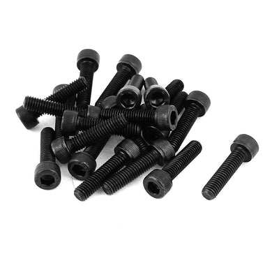 Harfington M6x25mm 12.9 Alloy Steel Screw Cap Point Hex Socket Screws Bolts Black 20Pcs