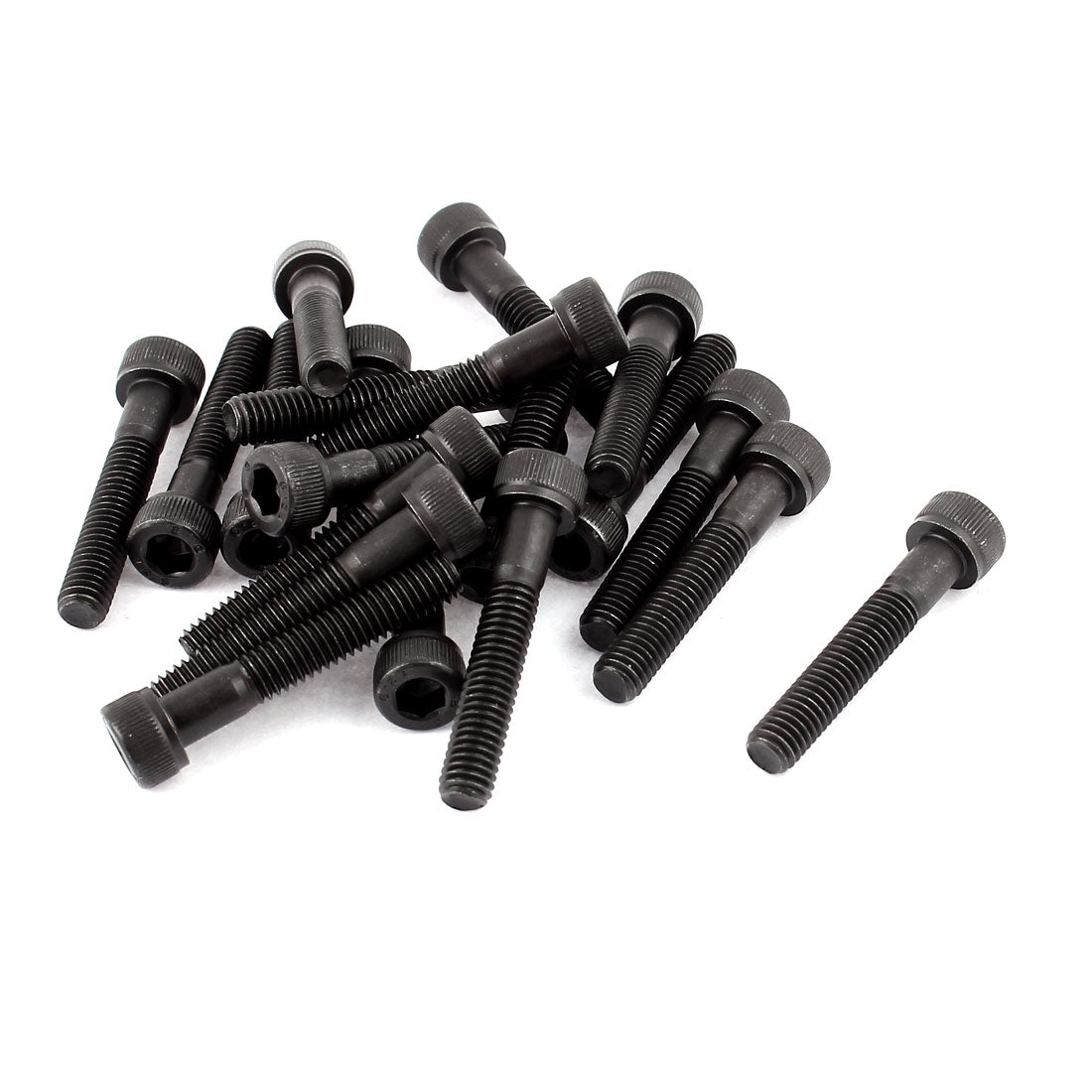 Harfington M6x35mm 12.9 Alloy Steel Screw Cap Point Hex Socket Screws Bolts Black 20Pcs