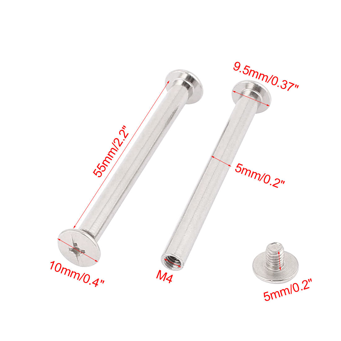 Harfington 10Pcs M5x55mm Nickel Plated Binding Screw Post for Scrapbook Photo Albums