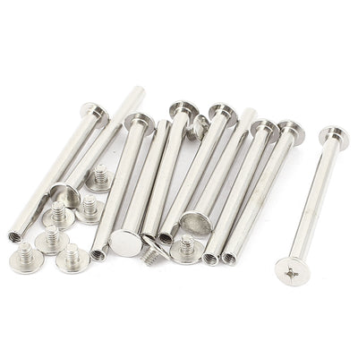 Harfington 10Pcs M5x55mm Nickel Plated Binding Screw Post for Scrapbook Photo Albums