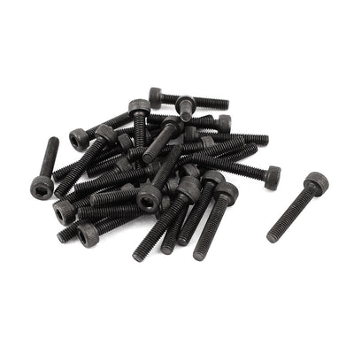 Harfington M3x18mm 12.9 Alloy Steel Screw Cap Point Hex Socket Screws Bolts Black 30Pcs