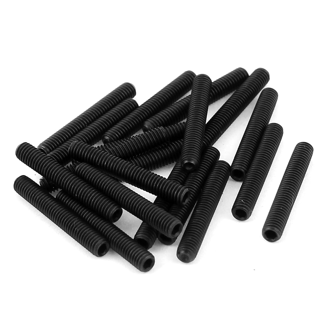 Harfington M3x20mm 12.9 Alloy Steel Hex Socket Set Cap Point Grub Screws Black 20pcs