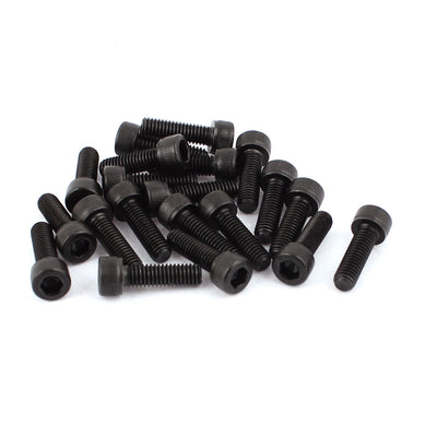 Harfington M6x20mm 12.9 Alloy Steel Screw Cap Point Hex Socket Screws Bolts Black 20Pcs