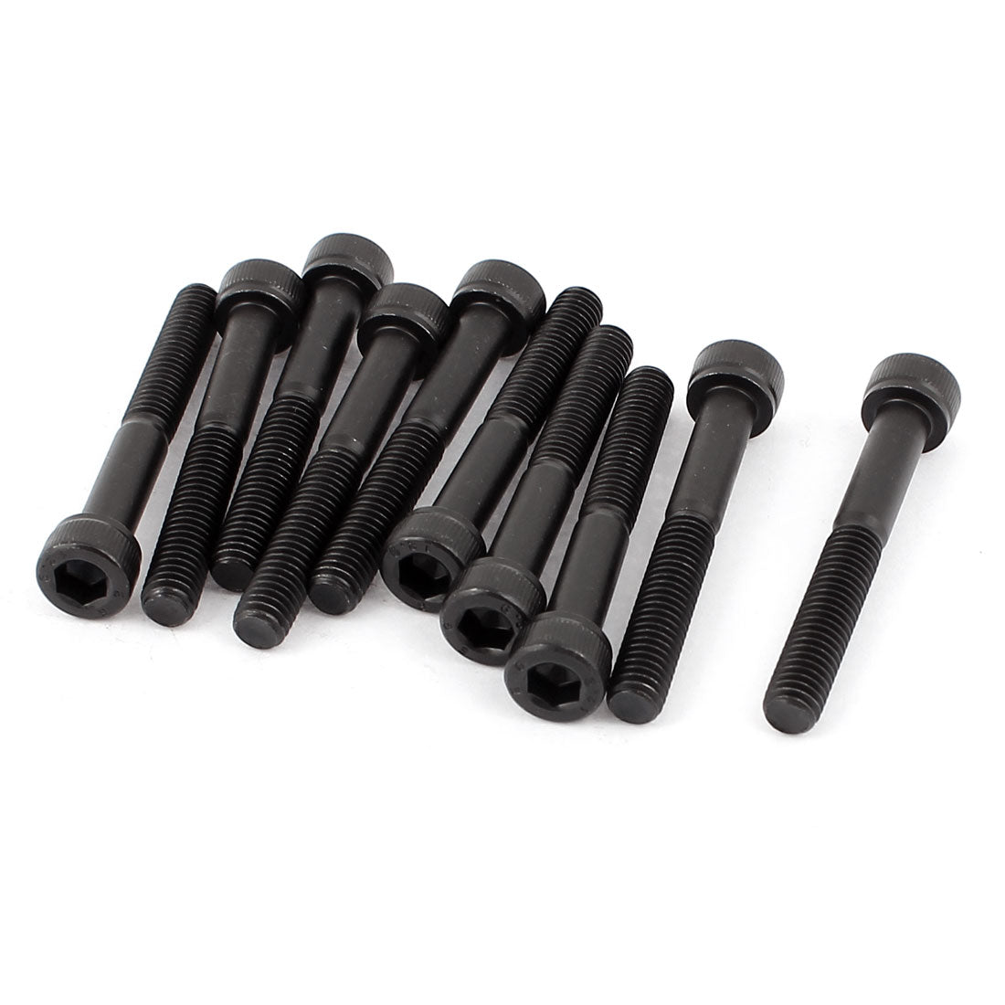 Harfington M6x45mm 12.9 Alloy Steel Screw Cap Point Hex Socket Screws Bolts Black 10Pcs