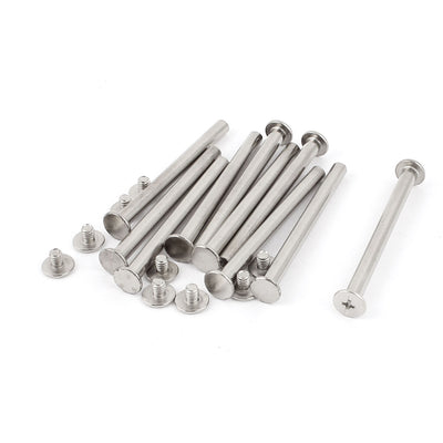 Harfington 10Pcs 5x60mm Nickel Plated Binding Screw Post for Scrapbook Photo Albums