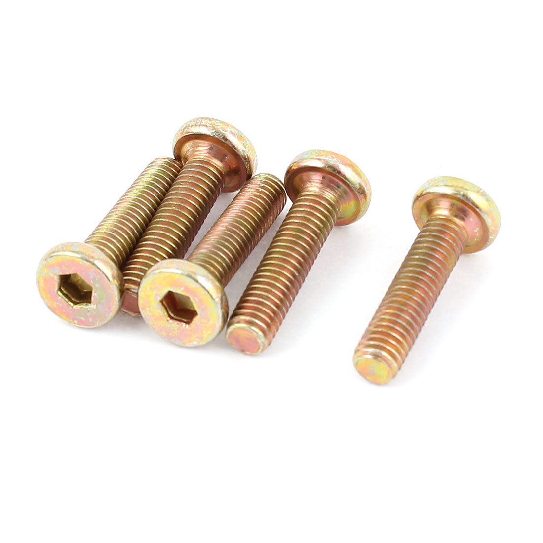 Harfington M6 x 25mm Threaded Hexagon Socket Head Cap Screws Bolts Bronze Tone 5 Pcs