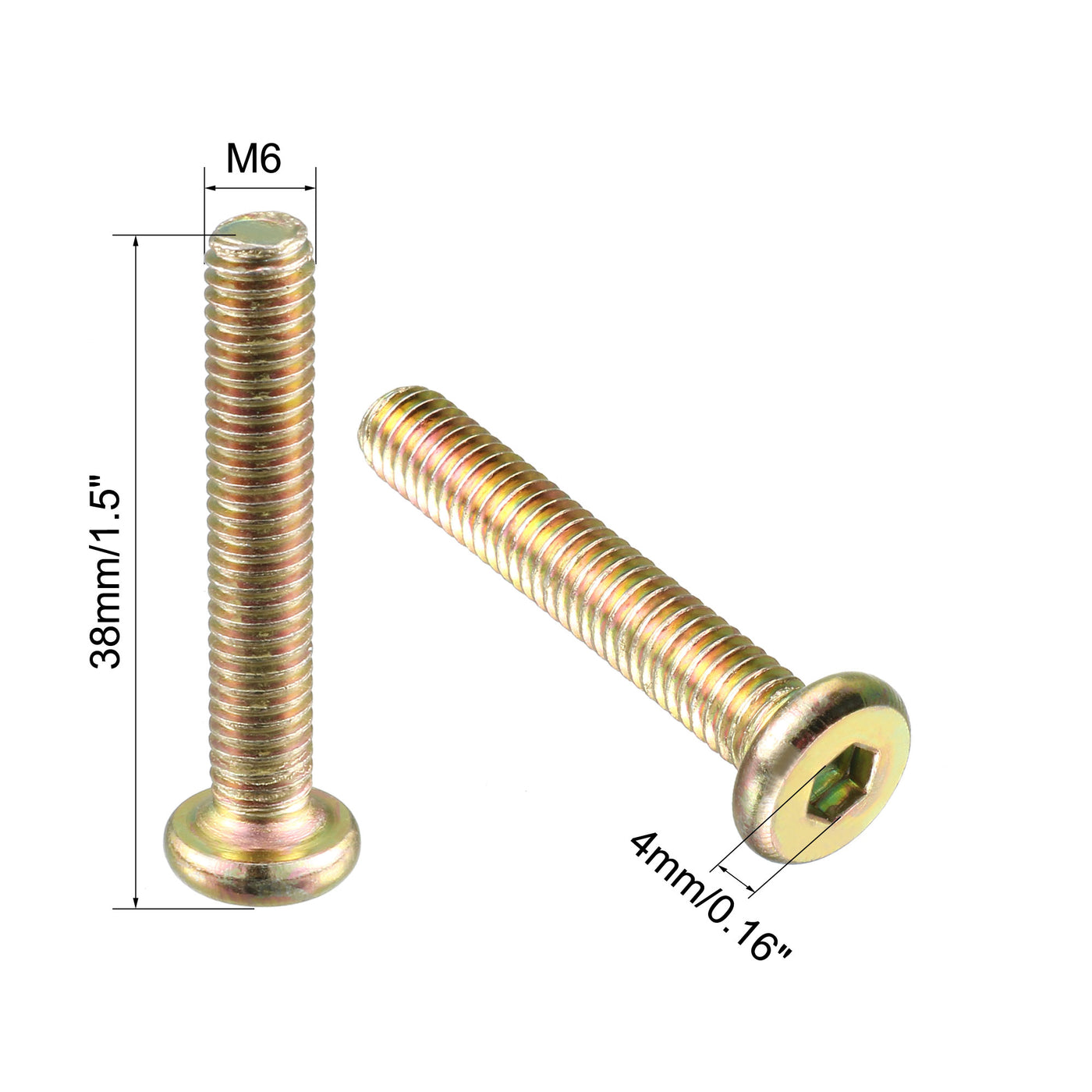 Harfington M6 x 35mm Full Thread Hexagon Socket Round Head Screws Bolts Bronze Tone 5 Pcs