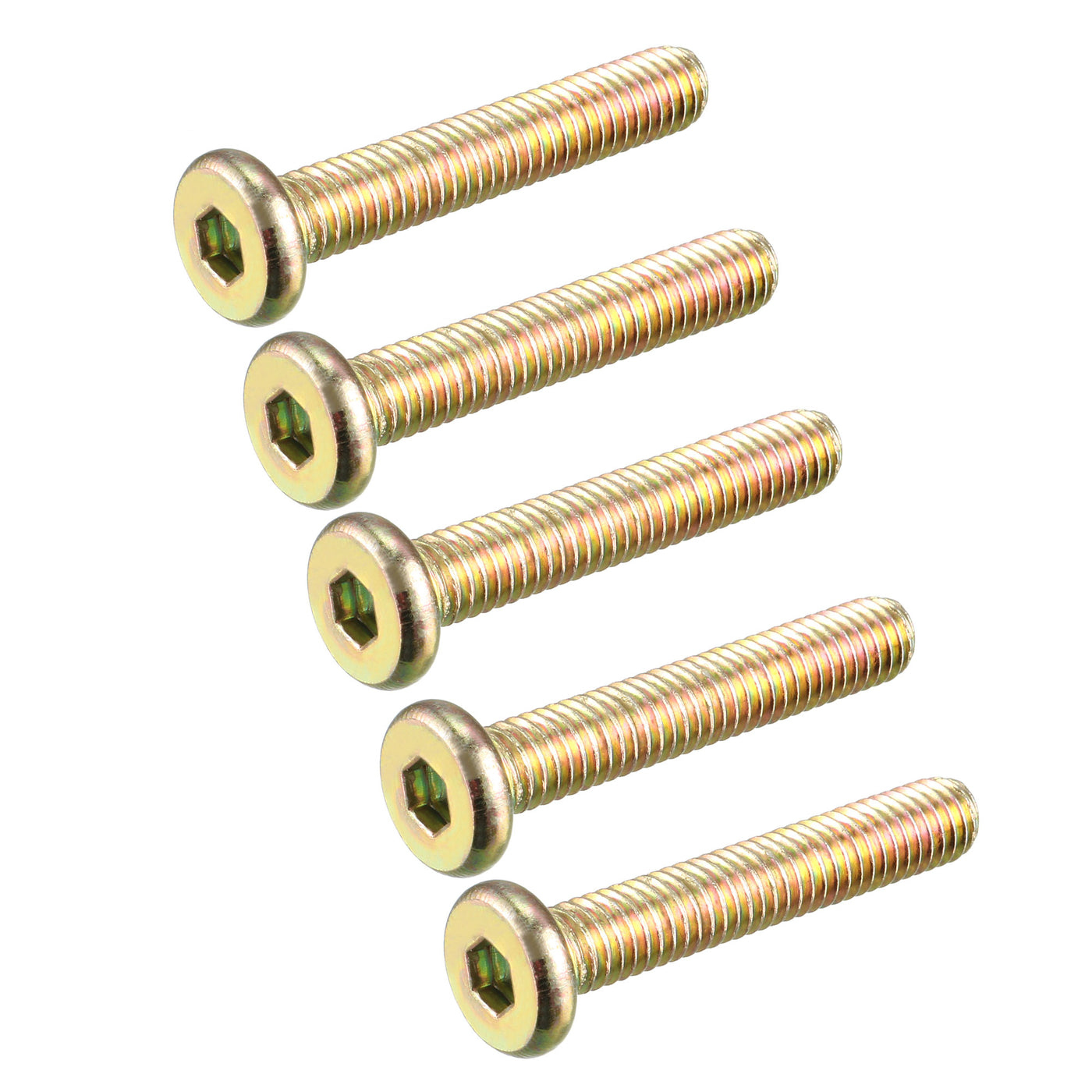 Harfington M6 x 35mm Full Thread Hexagon Socket Round Head Screws Bolts Bronze Tone 5 Pcs