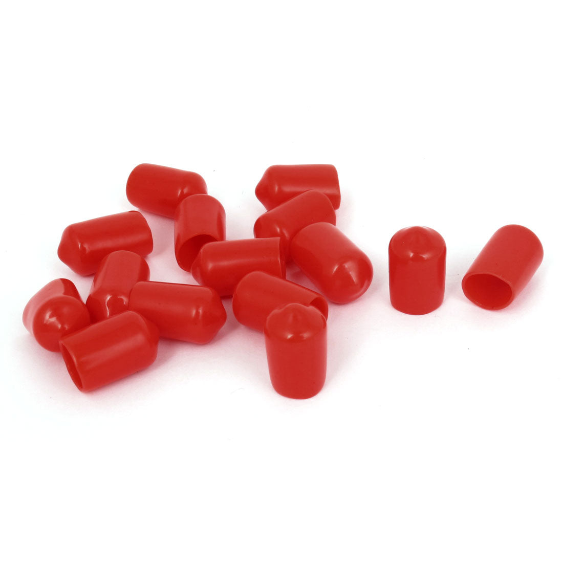 Harfington 15 Pcs 14mm Height 8mm Inner Diameter Round Tip Red PVC Insulated End Caps