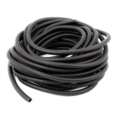 Harfington 14 M 9 x 12 mm Plastic Flexible Corrugated Conduit Tube for Garden,Office Black