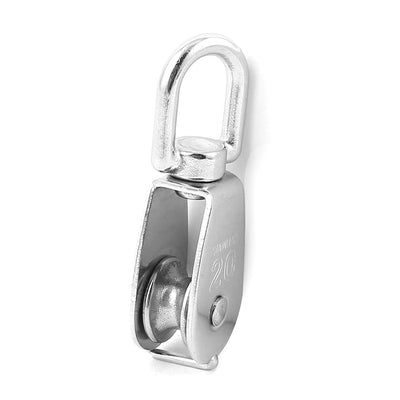 Harfington 0.2T Stainless Steel Single Sheave Rope Pulley Hoist Wheel Block Tackle Tool