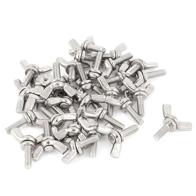 Harfington M4x12mm Thread Stainless Steel Wing Bolt Butterfly Screws Fastener 30Pcs