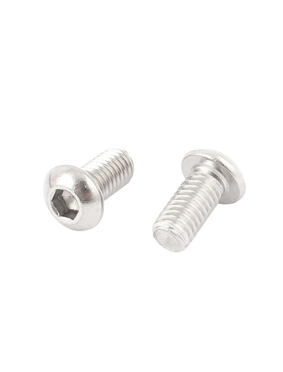 Harfington M6x12mm Stainless Steel Button Head Hex Socket Cap Screws Silver Tone 50Pcs
